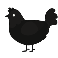 A black and sable chicken with a head pattern