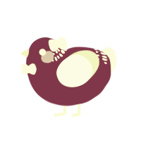 A maroon and apple chicken with a neck-band pattern
