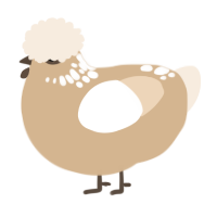 A beige and cream chicken with a neck-speckle pattern