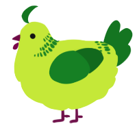 A lime and leaf chicken with a neck-band pattern