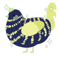 A navy and lemon chicken with a bar pattern