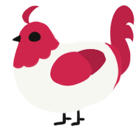 A white and crimson chicken with a head pattern