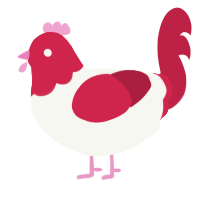 A white and crimson chicken with a head pattern