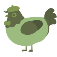 A grass and olive chicken with a head pattern