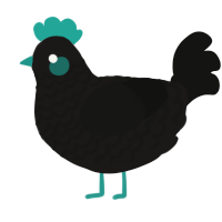 A sable and black chicken with a lace pattern
