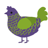 A overcast and chartreuse chicken with a lace pattern