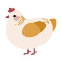 A cream and orange chicken with a neck-band pattern