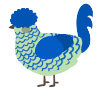 A gluppy and ultramarine chicken with a lace pattern