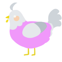 A lavender and mist chicken with a head pattern