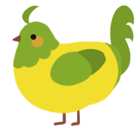 A yellow and chartreuse chicken with a head pattern