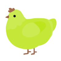 A lime chicken with a head pattern