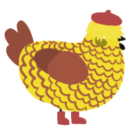 A yellow and russet chicken with a lace pattern