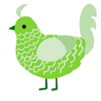 A grass and gluppy chicken with a lace pattern