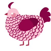 A rose and maroon chicken with a lace pattern