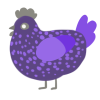 A overcast and blurple chicken with a speckle pattern