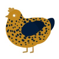 A ochre and tumblr chicken with a speckle pattern