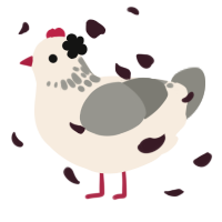 A cream and ash chicken with a neck-speckle pattern