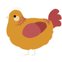 A orange and red chicken with a neck-band pattern