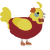 Lyca - The Broken, a crimson and yellow chicken with a head pattern