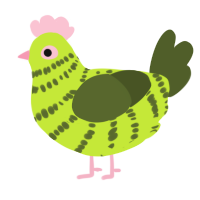 A lime and olive chicken with a bar pattern