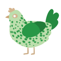 A gluppy and viridian chicken with a speckle pattern