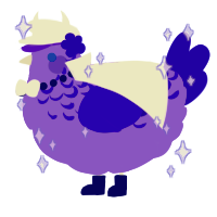 A lilac and indigo chicken with a half-lace pattern