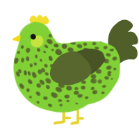 A grass and olive chicken with a speckle pattern