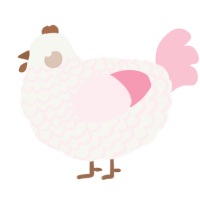 A white and rose chicken with a lace pattern