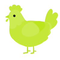 A lime chicken with a head pattern