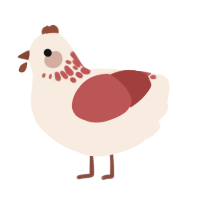 A cream and red chicken with a neck-speckle pattern