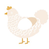 A cream chicken with a lace pattern