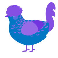 A sapphire and blurple chicken with a half-lace pattern