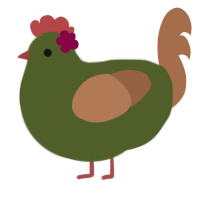 A olive and brown chicken