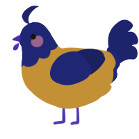 A gold and navy chicken with a head pattern
