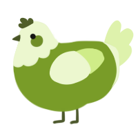 A chartreuse and apple chicken with a head pattern