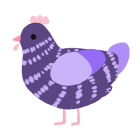 A overcast and lilac chicken with a bar pattern