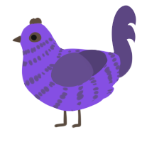 Blackberry, a blurple and overcast chicken with a bar pattern