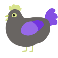 KIDD CADET, a grey and blurple chicken