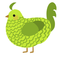 A lime and chartreuse chicken with a lace pattern