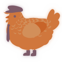 A vermilion chicken with a half-lace pattern