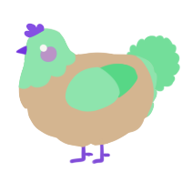 A beige and spring chicken with a head pattern