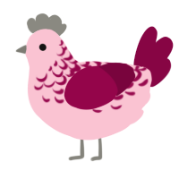 A rose and maroon chicken with a half-lace pattern