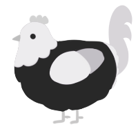 A black and violet chicken with a head pattern