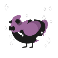 A black and plum chicken with a head pattern