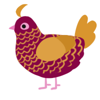 A maroon and orange chicken with a lace pattern