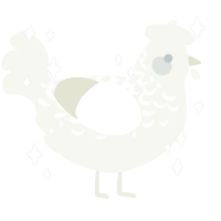 A white chicken with a half-lace pattern