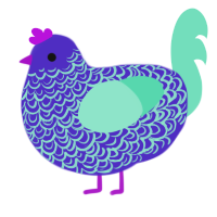 A indigo and mint chicken with a double-lace pattern