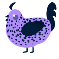 A lilac and tumblr chicken with a speckle pattern