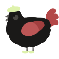 A sable and red chicken