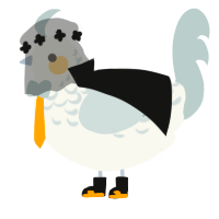 A white and silver chicken with a half-lace pattern